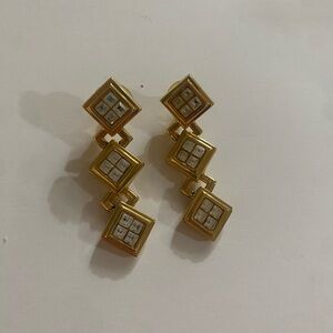 Chic Gold Square Drop Earrings